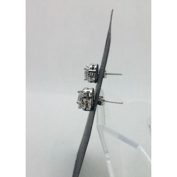 Moissanite Halo Earrings Round Stud 2CT VVS1 Sterling Silver 18K White Gold NEW - Picture 9 of 12